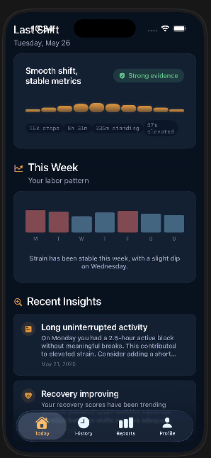 WorkProof home screen